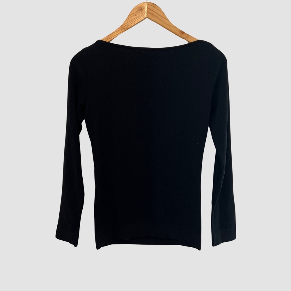 Blumarine Black Boat Neck Long Sleeve Wool Blend Sweater IT42 ($840) - Picture 2 of 6